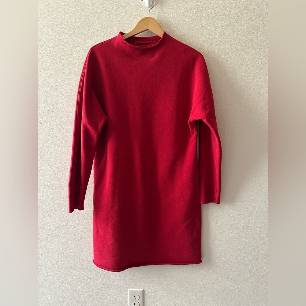 Frank & Eileen IZZIE sweatshirt party dress short Cranberry Triple Fleece Medium - Picture 2 of 8